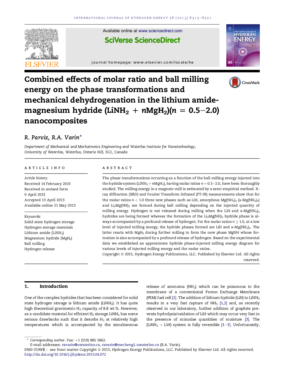 Combined effects of molar ratio and ball milling energy on the phase transformations and mechanical dehydrogenation in the lithium amide-magnesium hydride (LiNH2Â +Â nMgH2)(nÂ =Â 0.5-2.0) nanocomposites