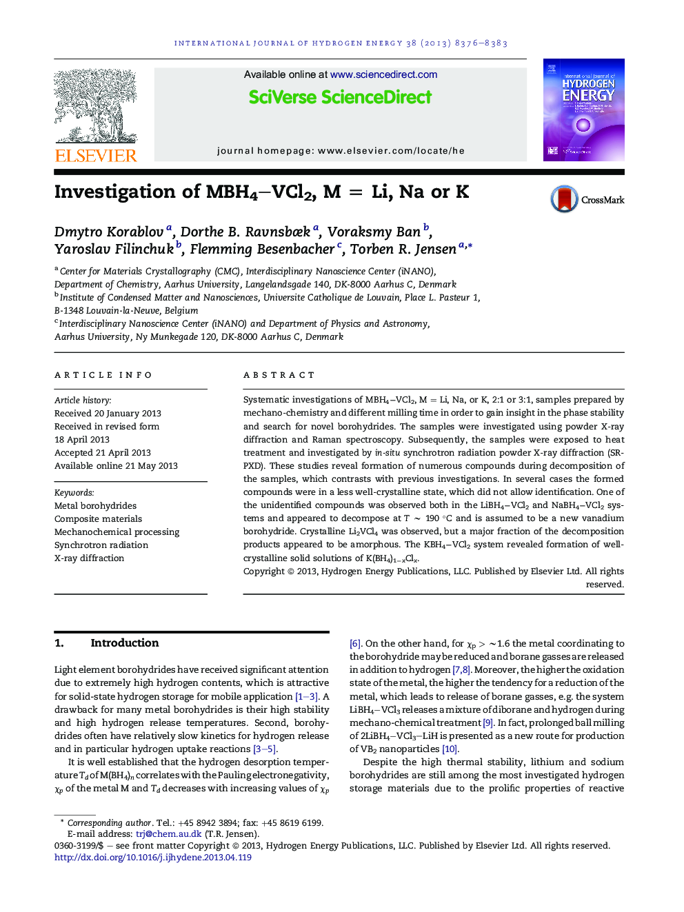 Investigation of MBH4-VCl2, MÂ =Â Li, Na or K