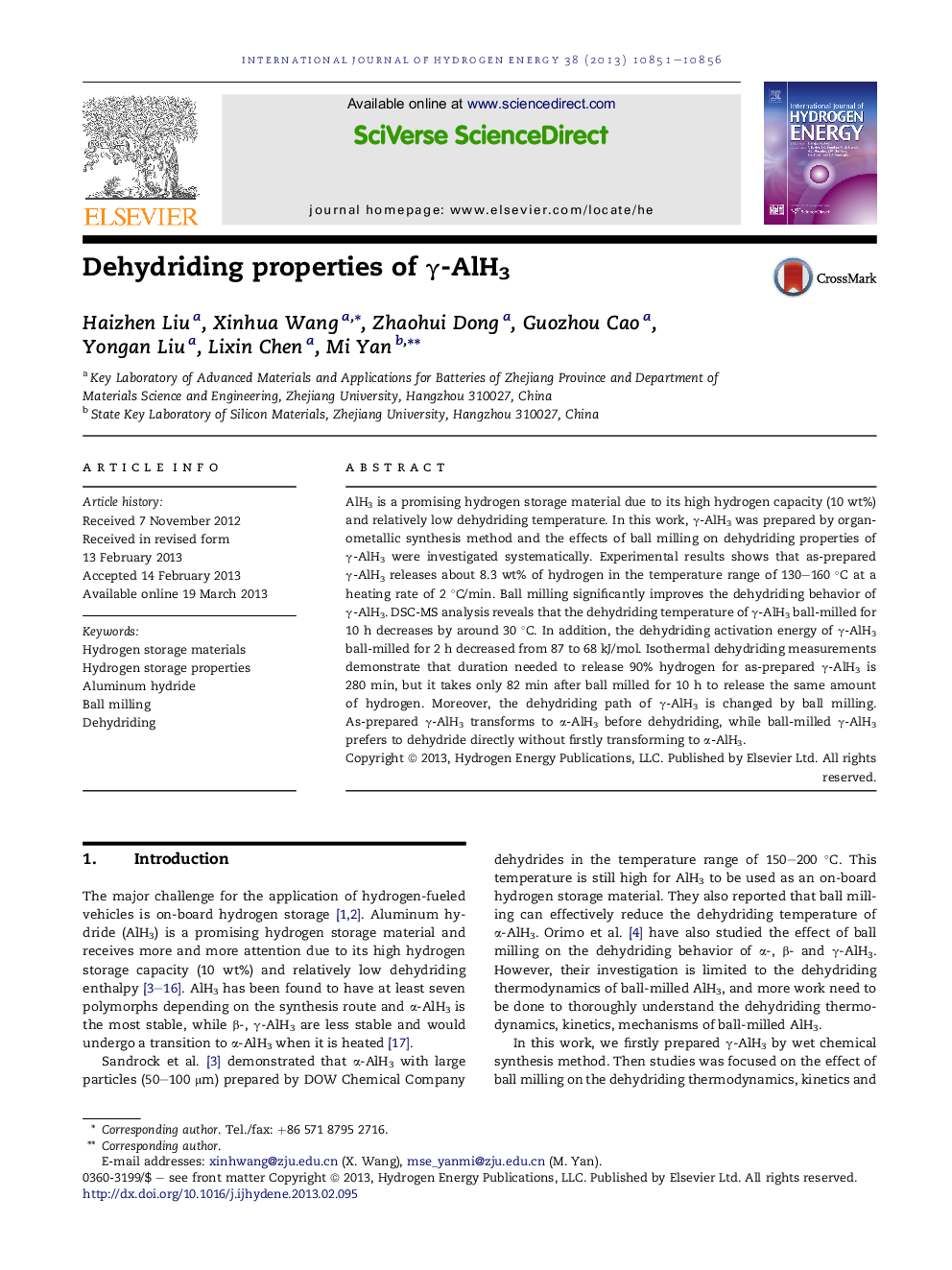 Dehydriding properties of Î³-AlH3