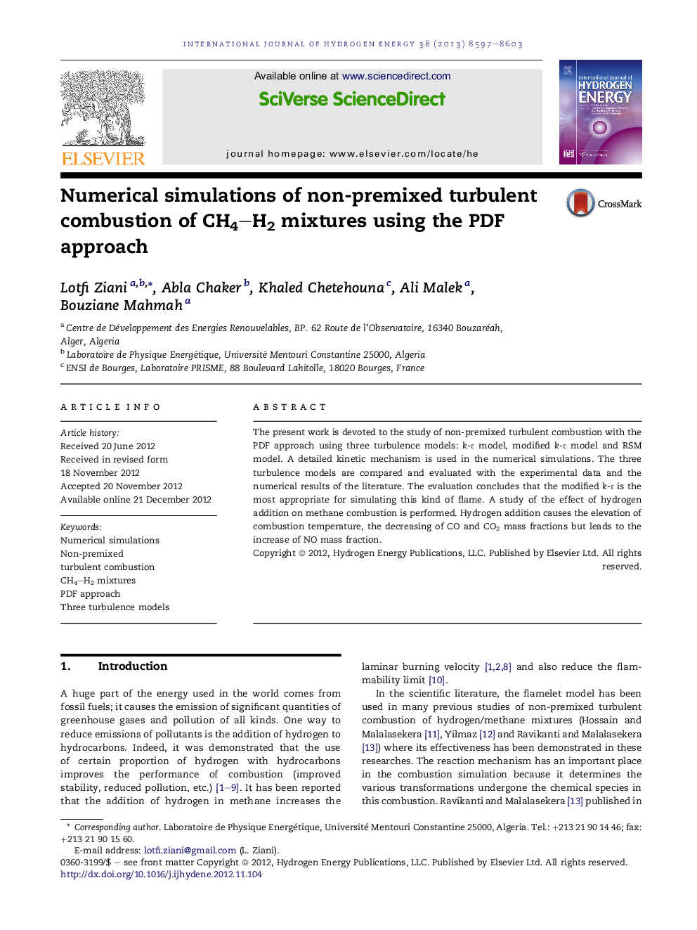 Numerical simulations of non-premixed turbulent combustion of CH4-H2 mixtures using the PDF approach