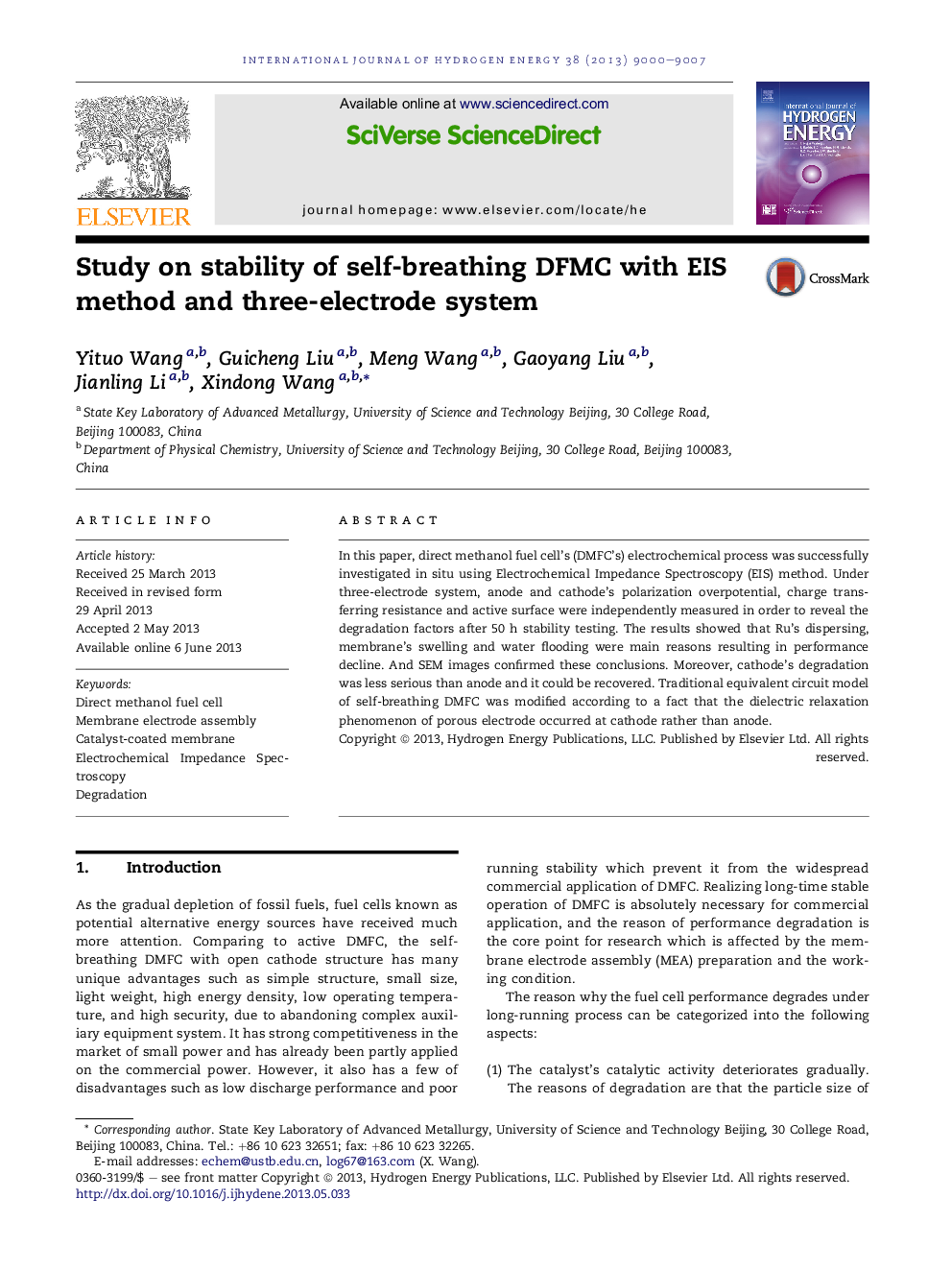 Study on stability of self-breathing DFMC with EIS method and three-electrode system