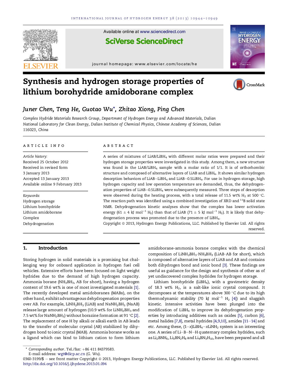 Synthesis and hydrogen storage properties of lithium borohydride amidoborane complex