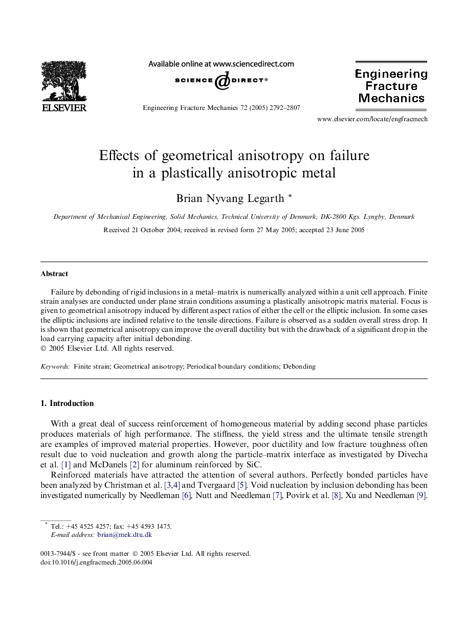 Effects of geometrical anisotropy on failure in a plastically anisotropic metal