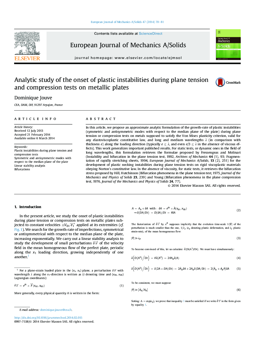 Analytic study of the onset of plastic instabilities during plane tension and compression tests on metallic plates