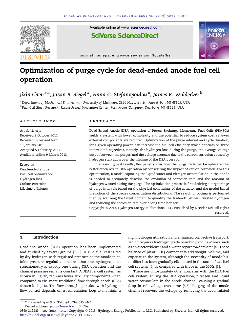 Optimization of purge cycle for dead-ended anode fuel cell operation