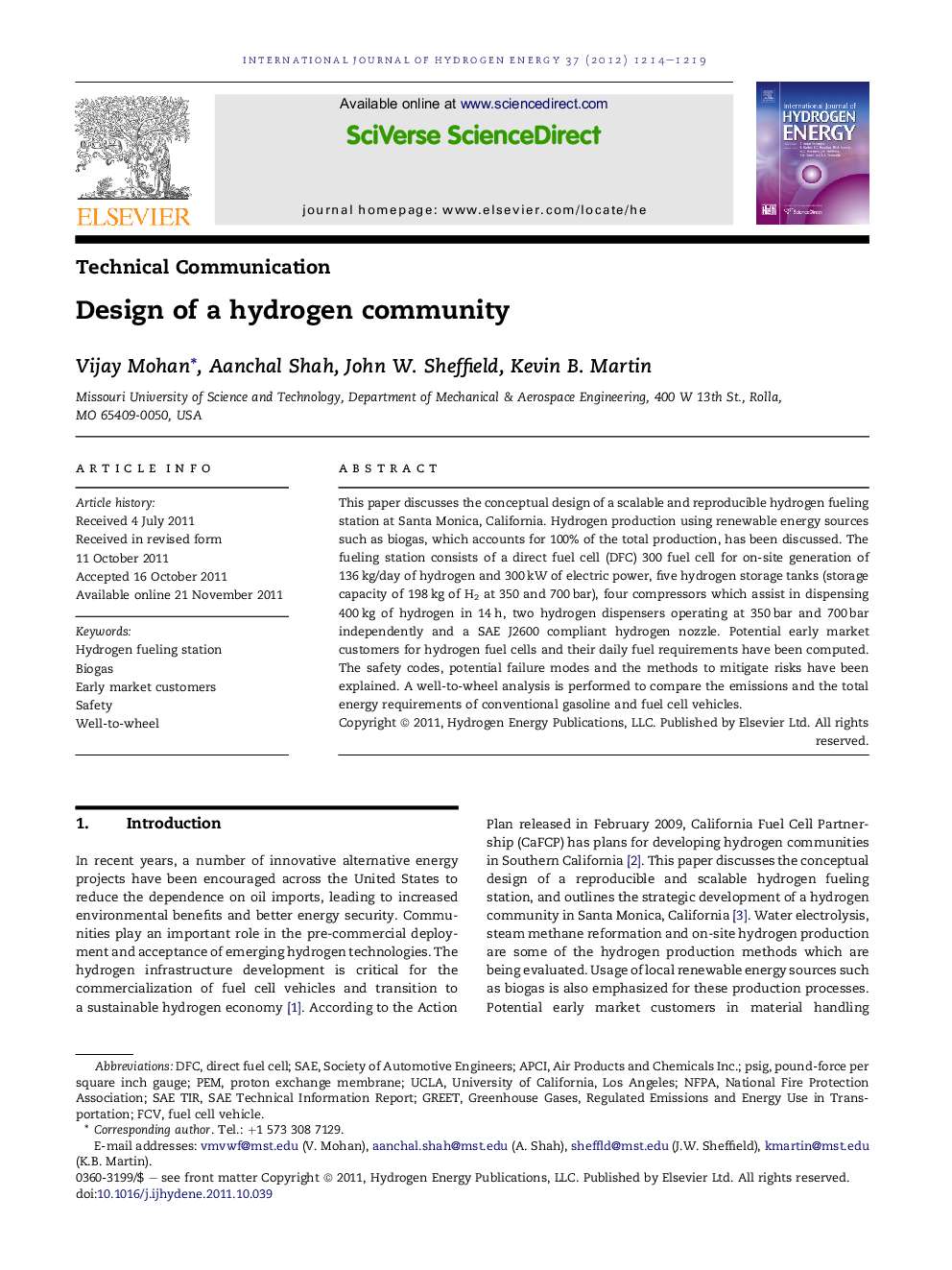 Design of a hydrogen community