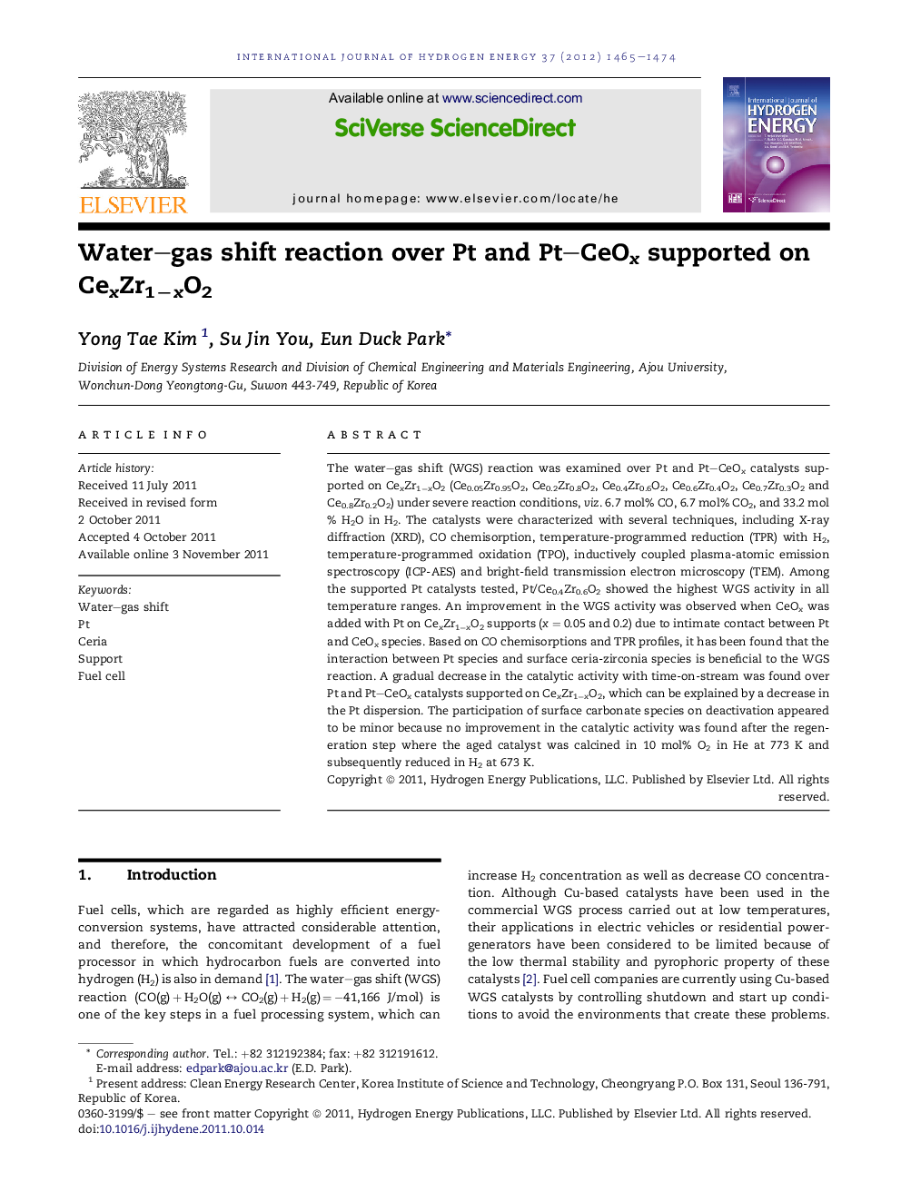 Water-gas shift reaction over Pt and Pt-CeOx supported on CexZr1âxO2