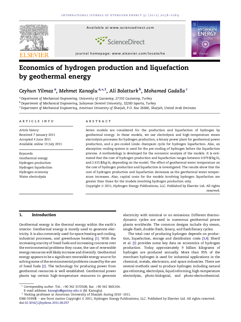 Economics of hydrogen production and liquefaction by geothermal energy