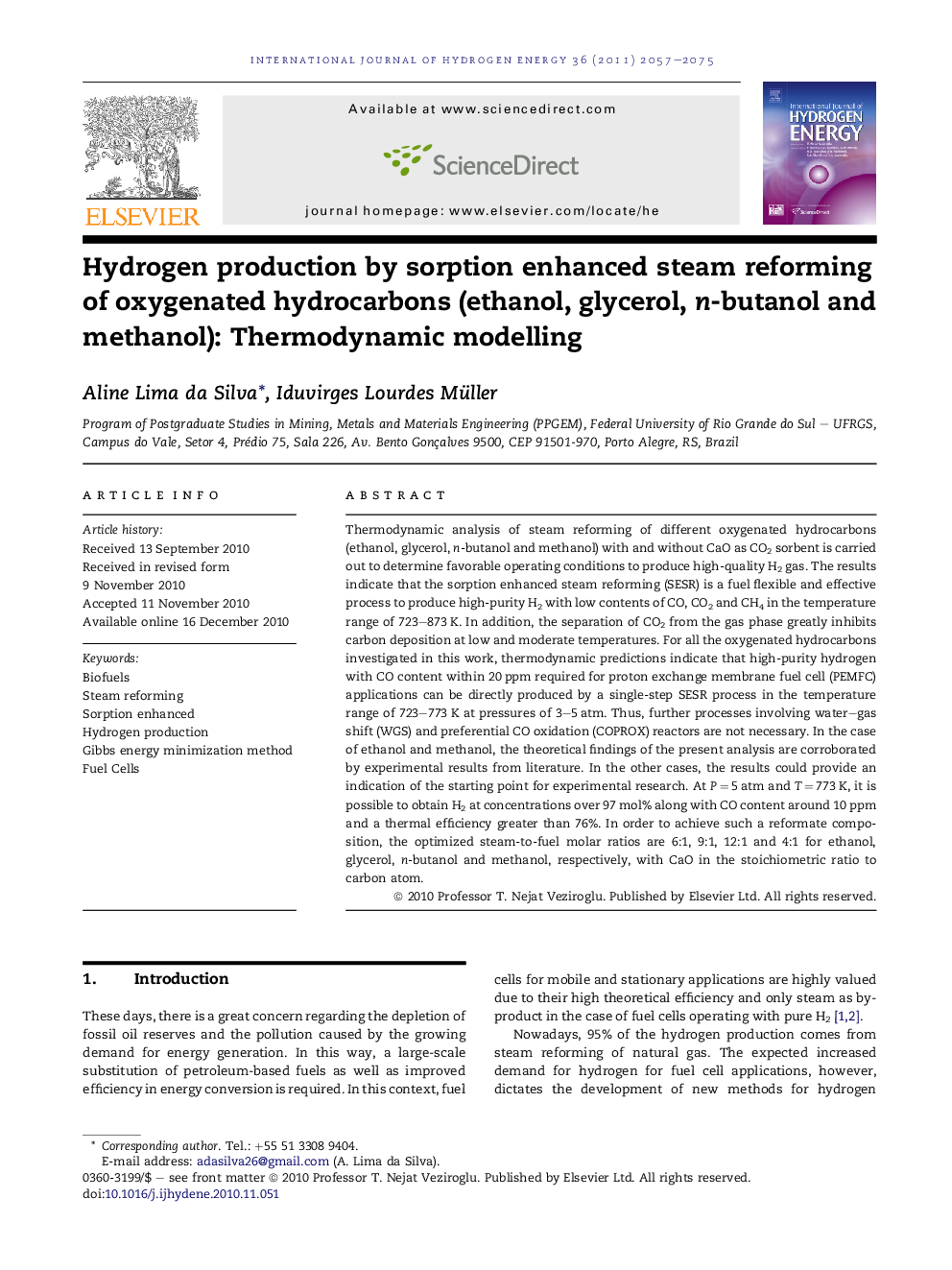 Hydrogen production by sorption enhanced steam reforming of oxygenated hydrocarbons (ethanol, glycerol, n-butanol and methanol): Thermodynamic modelling