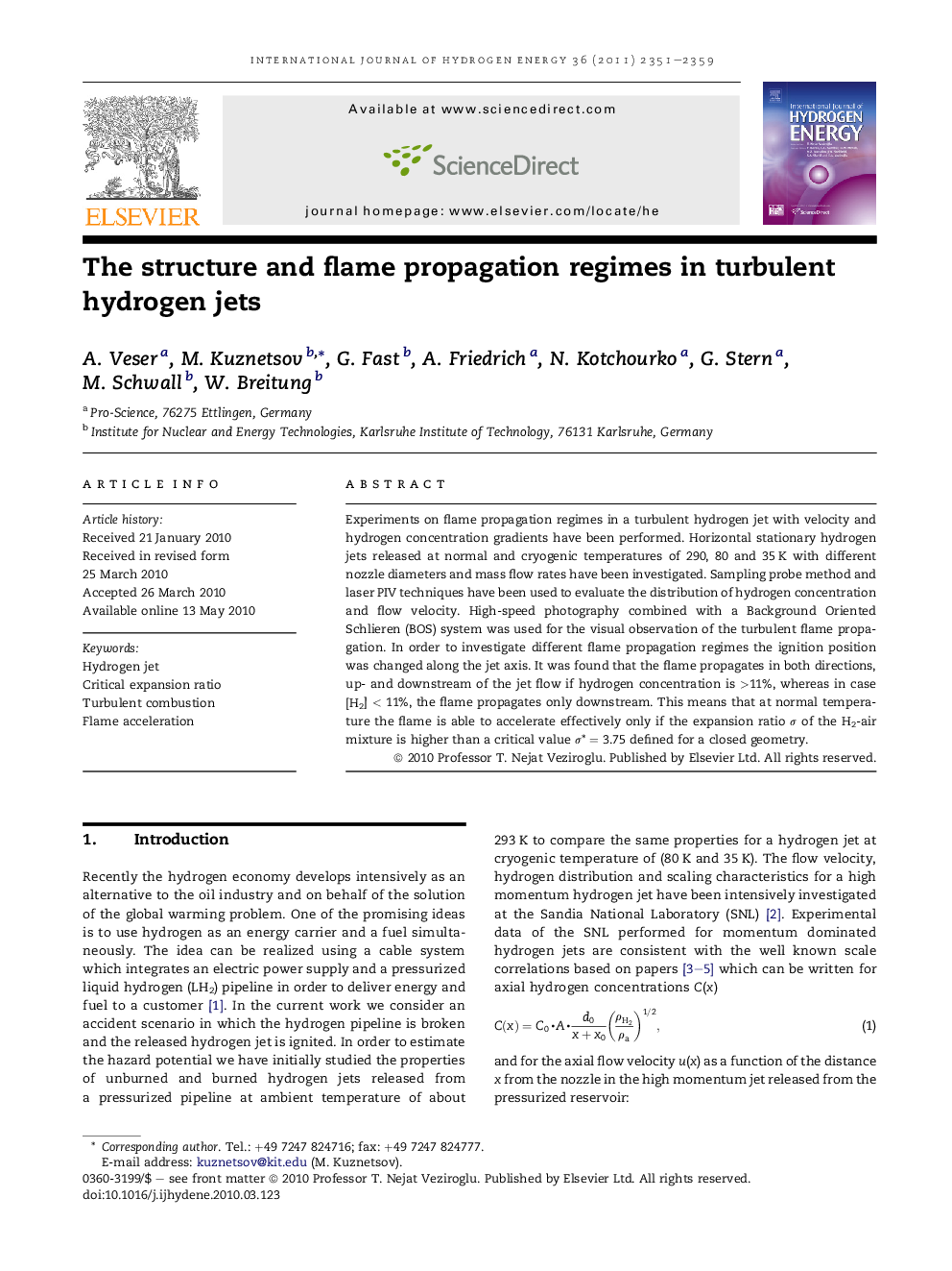 The structure and flame propagation regimes in turbulent hydrogen jets