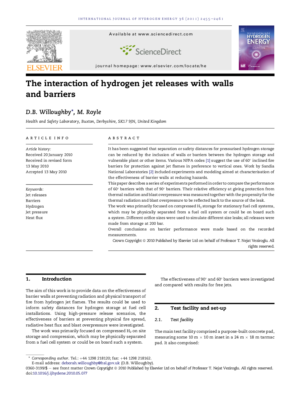 The interaction of hydrogen jet releases with walls and barriers