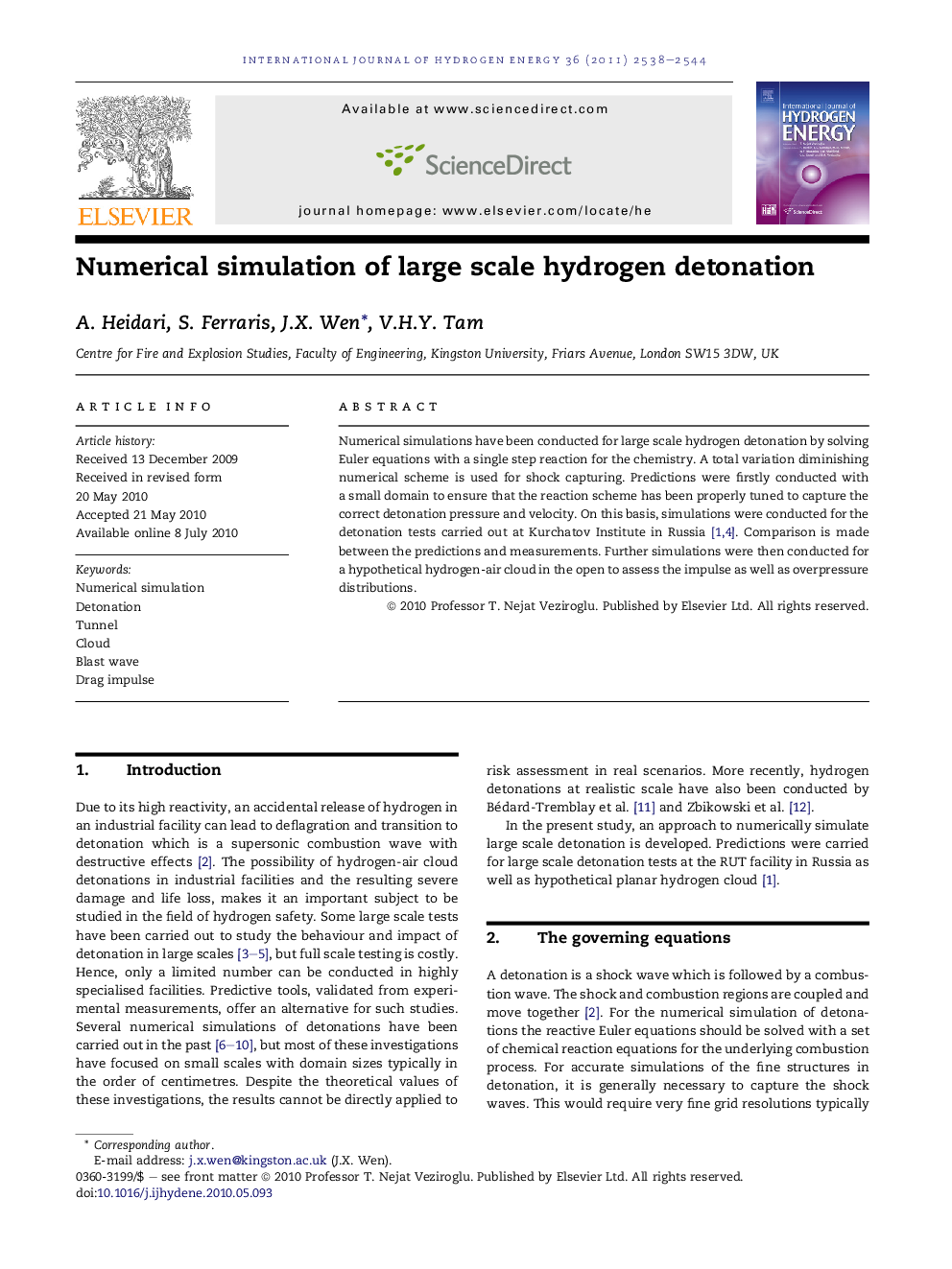 Numerical simulation of large scale hydrogen detonation