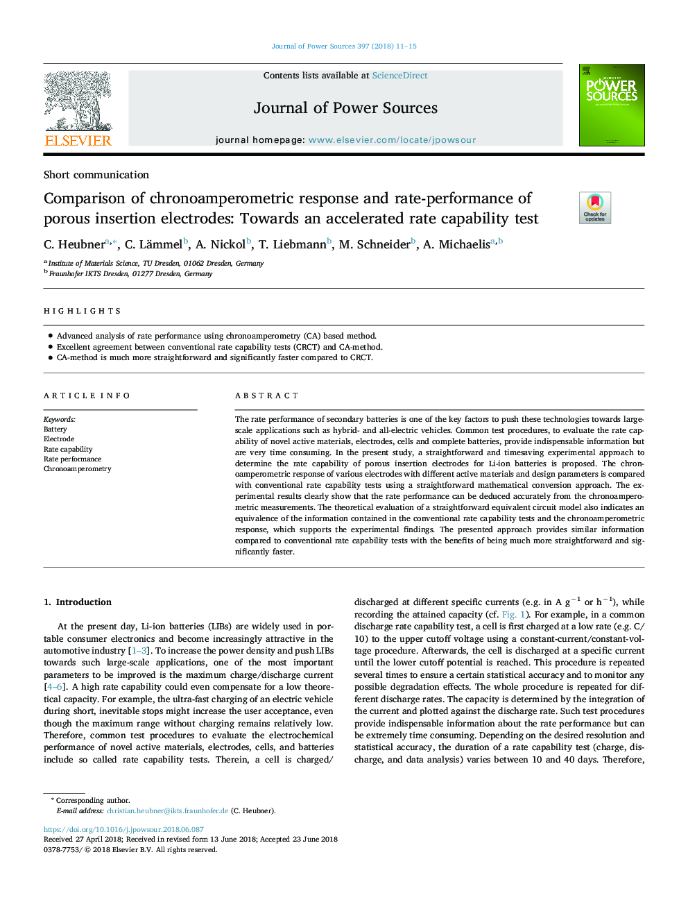 Comparison of chronoamperometric response and rate-performance of porous insertion electrodes: Towards an accelerated rate capability test