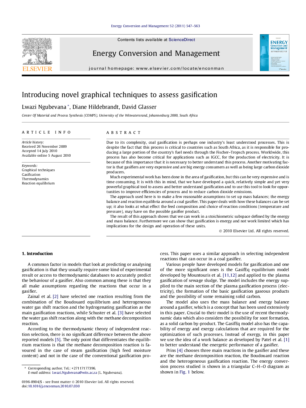 Introducing novel graphical techniques to assess gasification