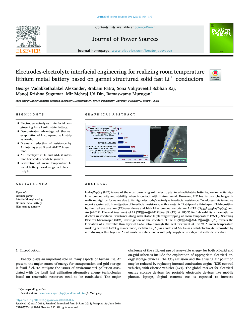 Electrodes-electrolyte interfacial engineering for realizing room temperature lithium metal battery based on garnet structured solid fast Li+ conductors