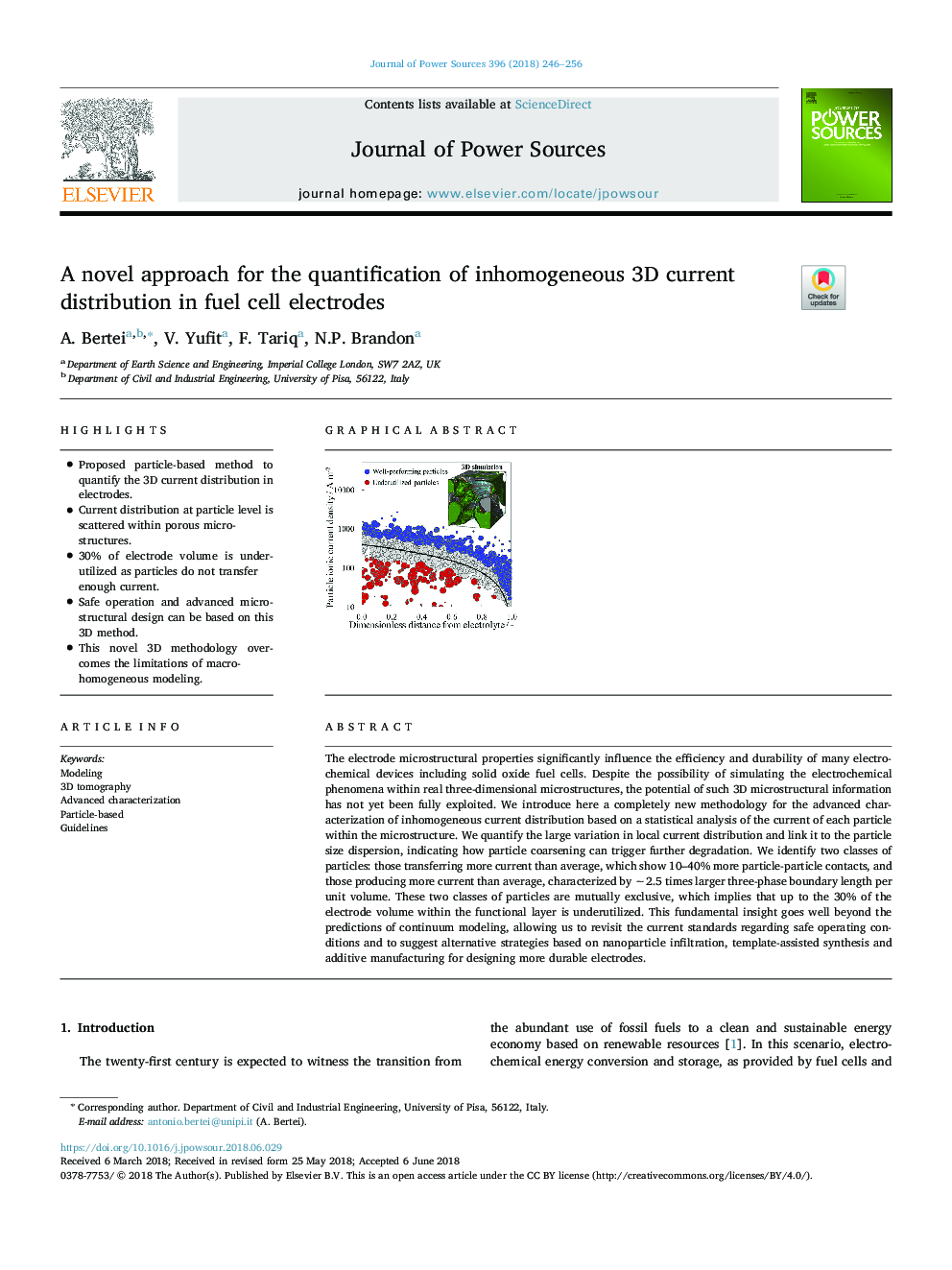 A novel approach for the quantification of inhomogeneous 3D current distribution in fuel cell electrodes