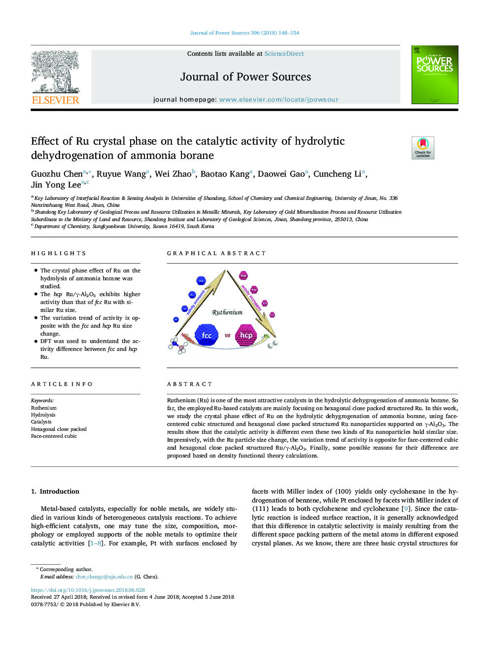 Effect of Ru crystal phase on the catalytic activity of hydrolytic dehydrogenation of ammonia borane