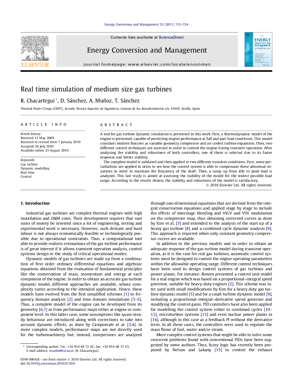 Real time simulation of medium size gas turbines