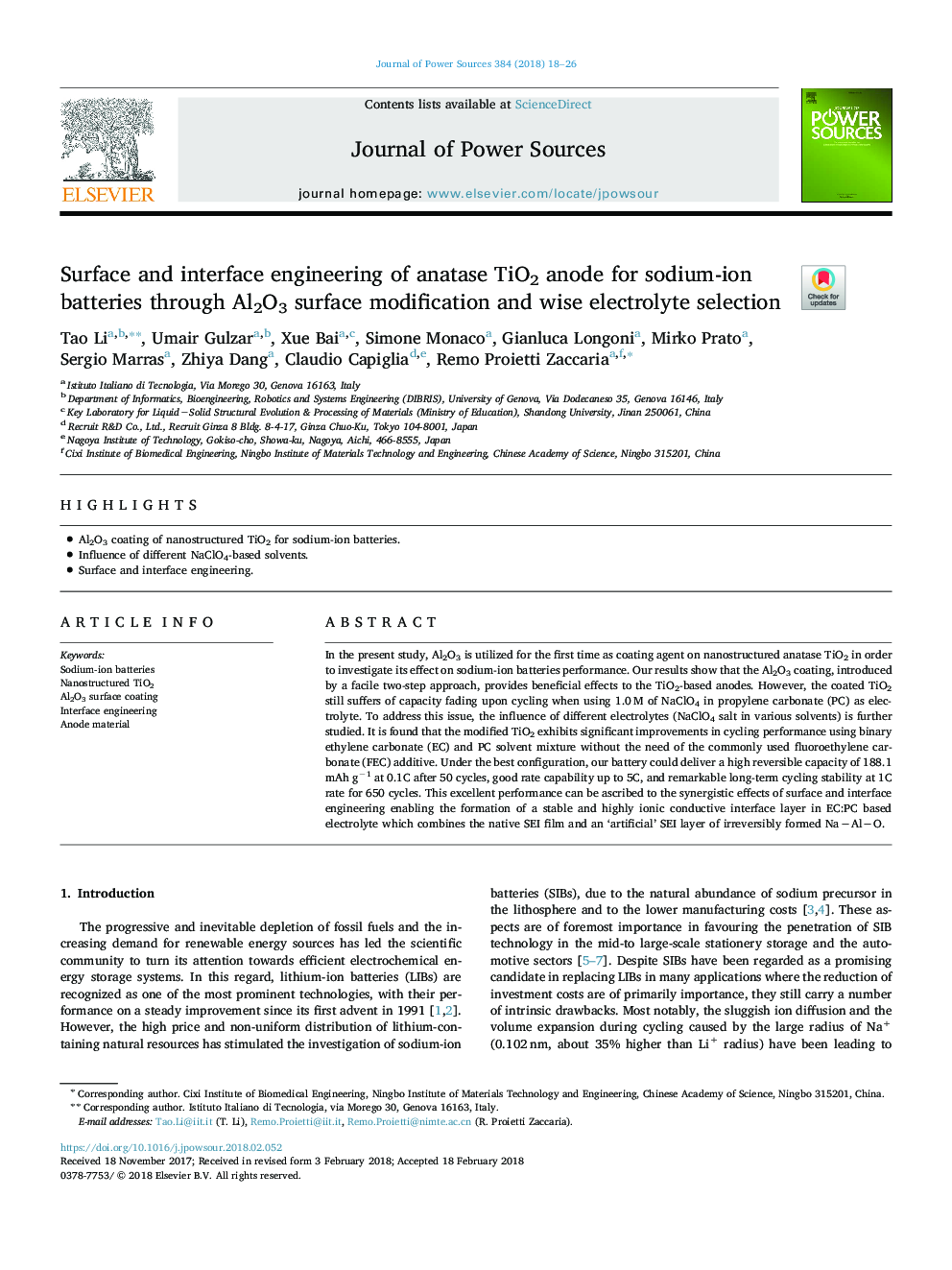 Surface and interface engineering of anatase TiO2 anode for sodium-ion batteries through Al2O3 surface modification and wise electrolyte selection