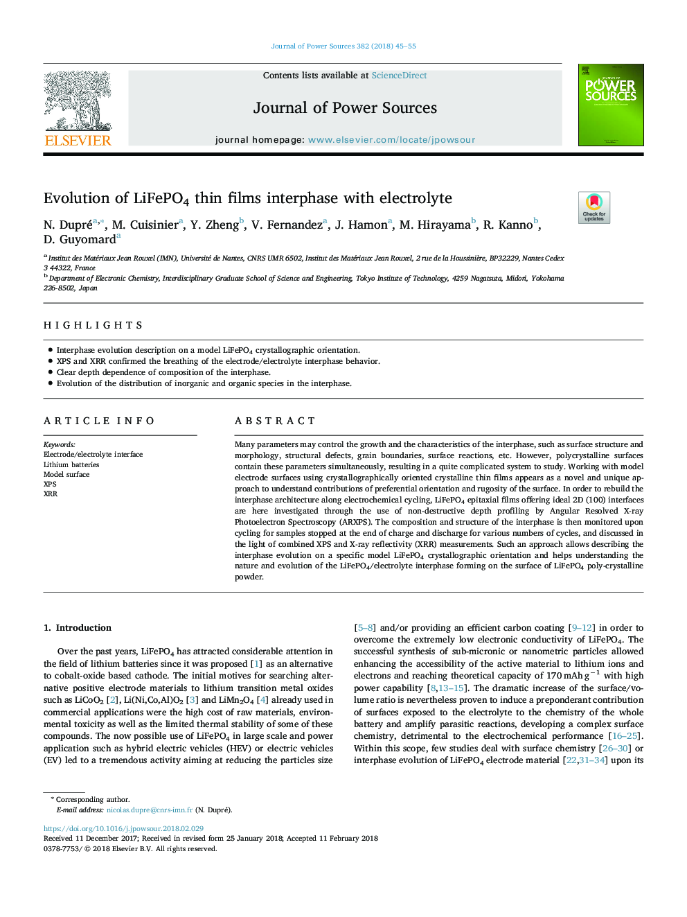 Evolution of LiFePO4 thin films interphase with electrolyte