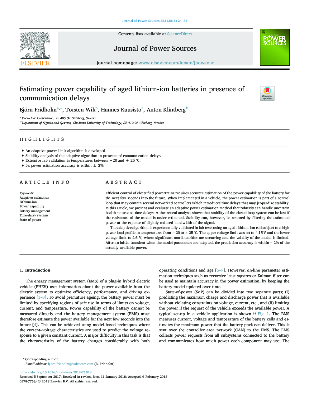 Estimating power capability of aged lithium-ion batteries in presence of communication delays