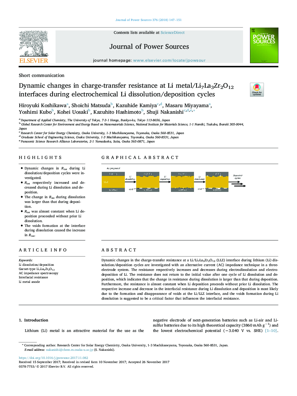 Dynamic changes in charge-transfer resistance at Li metal/Li7La3Zr2O12 interfaces during electrochemical Li dissolution/deposition cycles