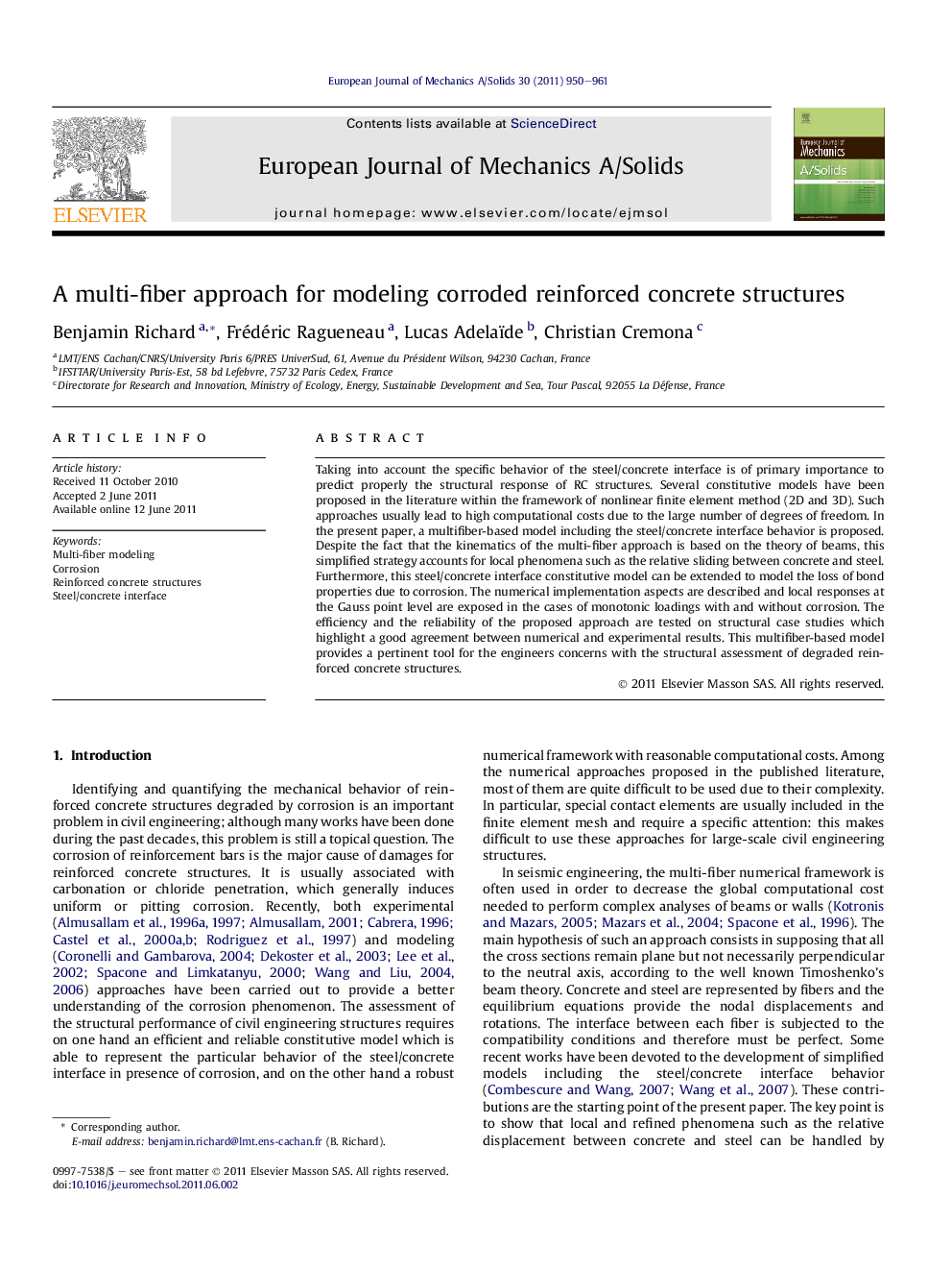 A multi-fiber approach for modeling corroded reinforced concrete structures