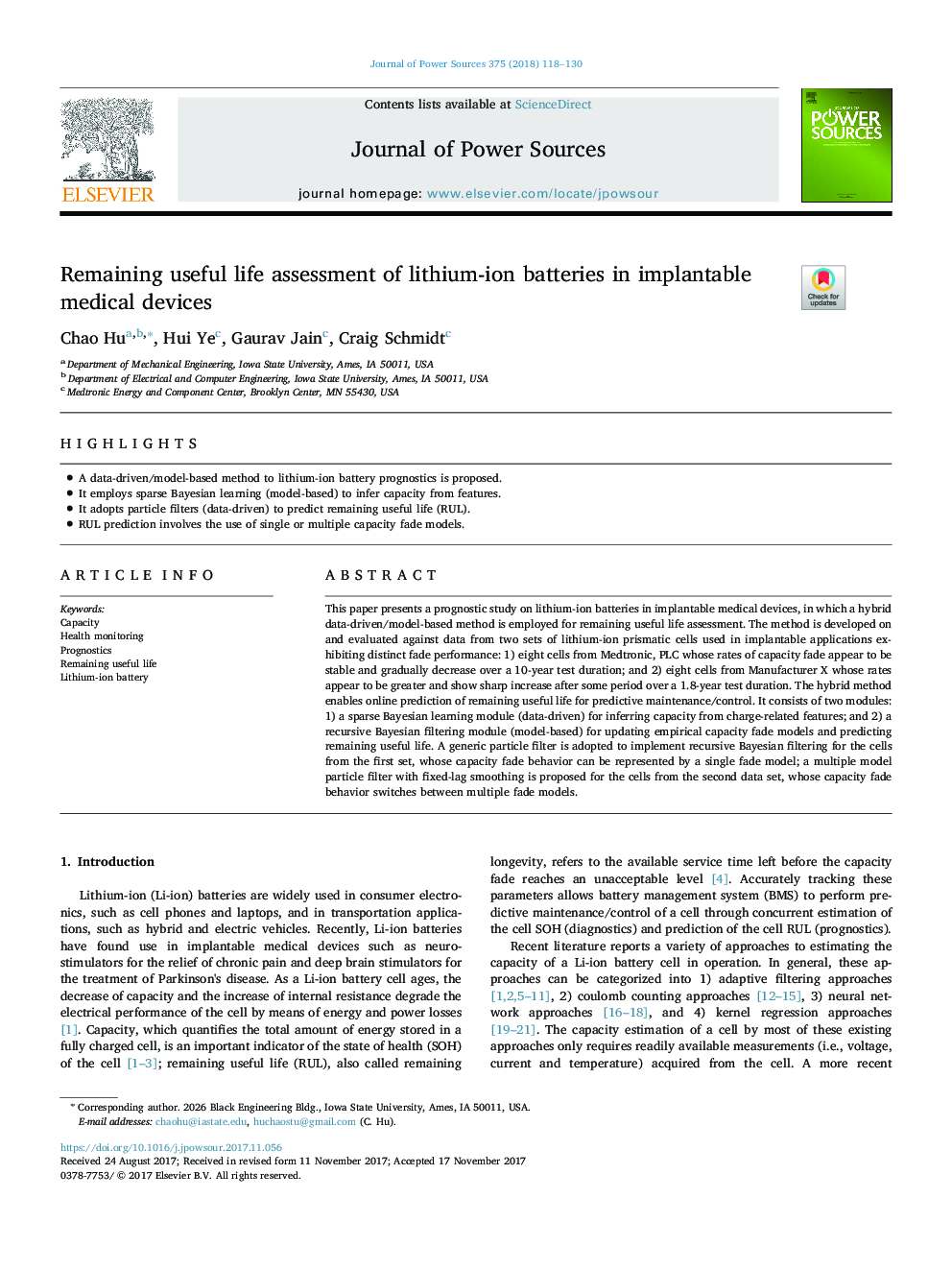 Remaining useful life assessment of lithium-ion batteries in implantable medical devices