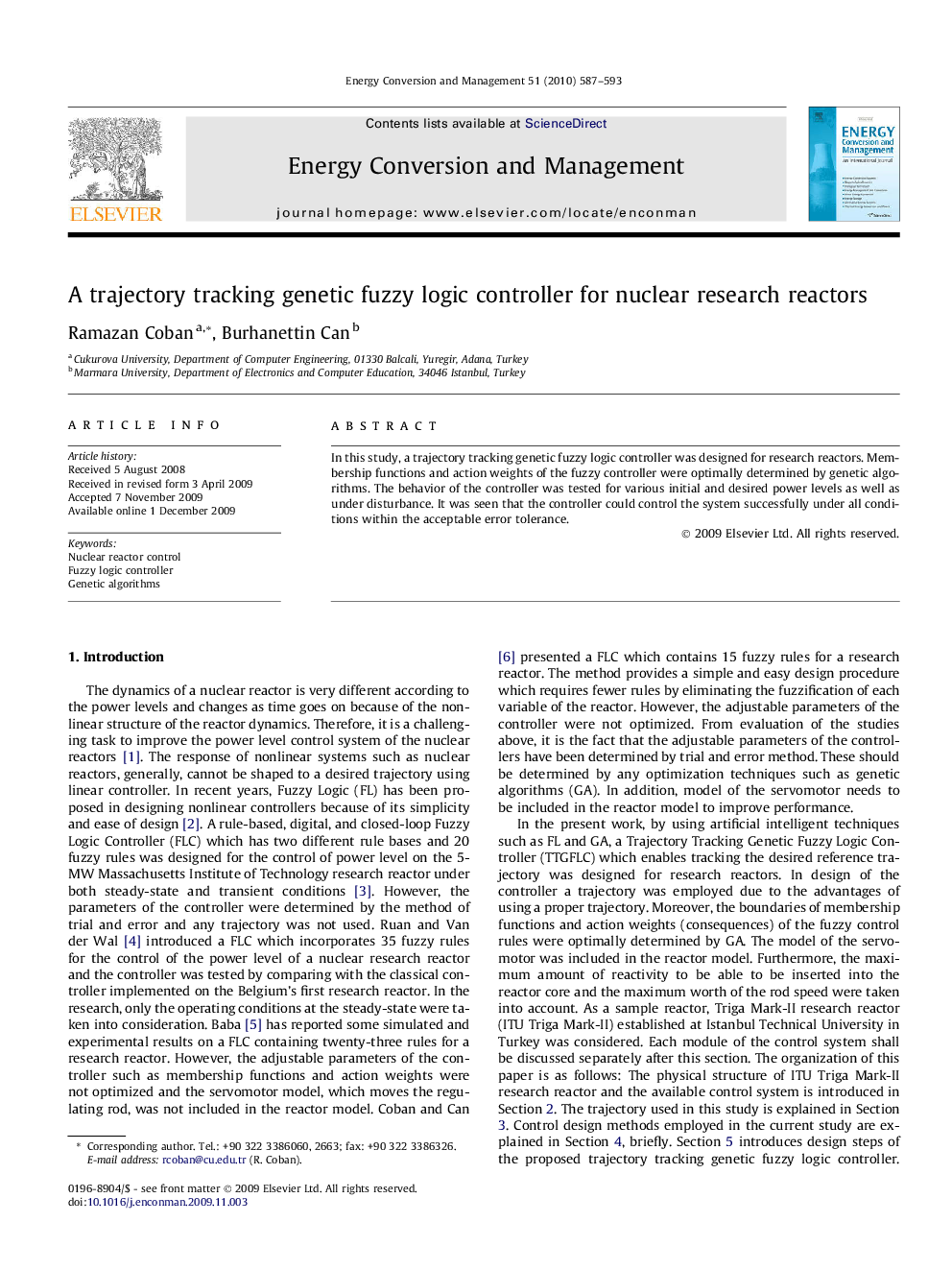 A trajectory tracking genetic fuzzy logic controller for nuclear research reactors