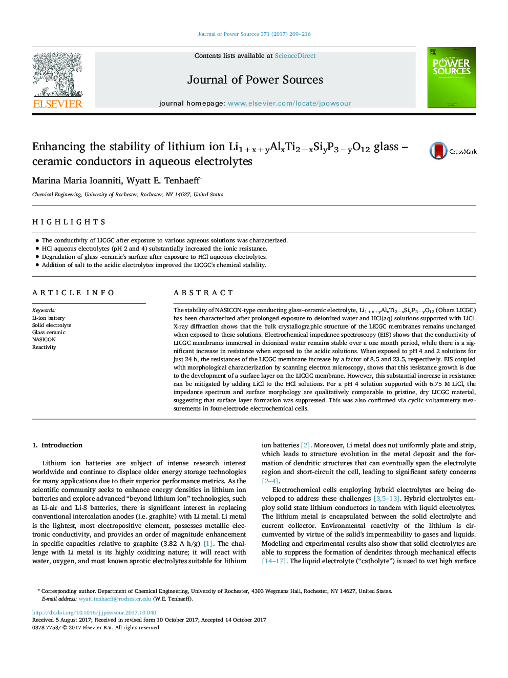 Enhancing the stability of lithium ion Li1+x+yAlxTi2âxSiyP3âyO12 glass - ceramic conductors in aqueous electrolytes