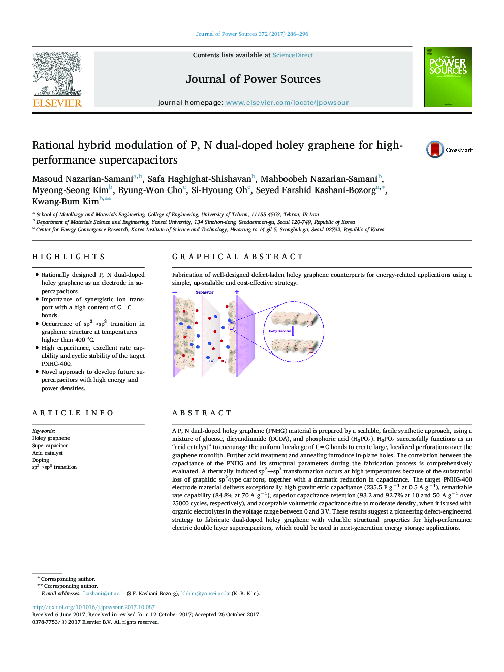 Rational hybrid modulation of P, N dual-doped holey graphene for high-performance supercapacitors