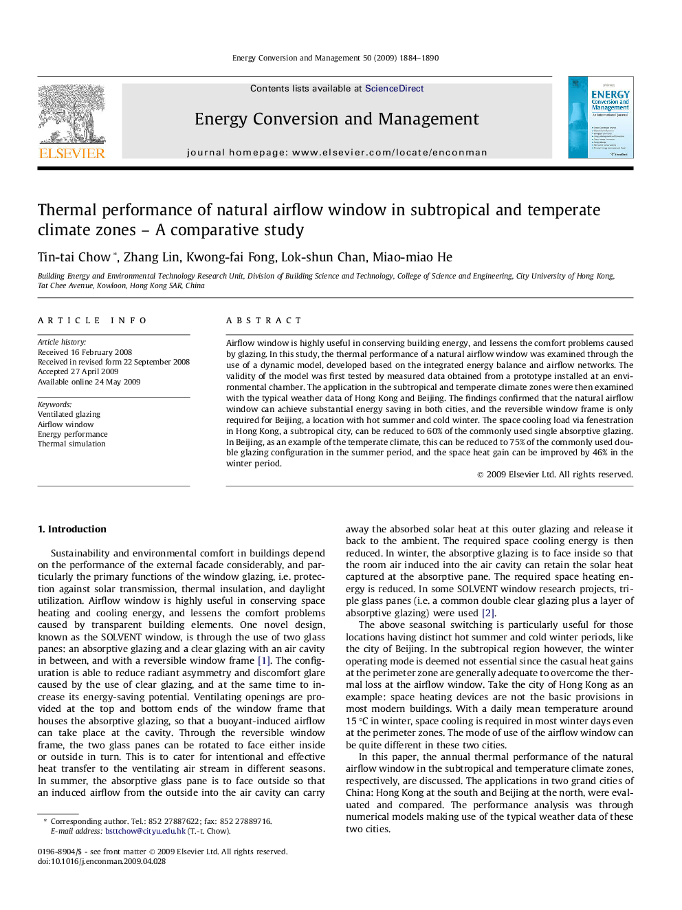 Thermal performance of natural airflow window in subtropical and temperate climate zones – A comparative study