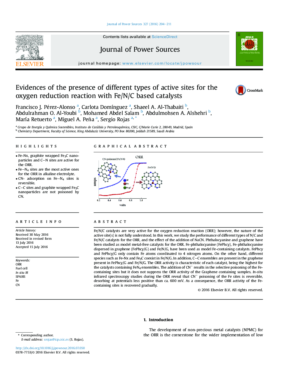 Evidences of the presence of different types of active sites for the oxygen reduction reaction with Fe/N/C based catalysts