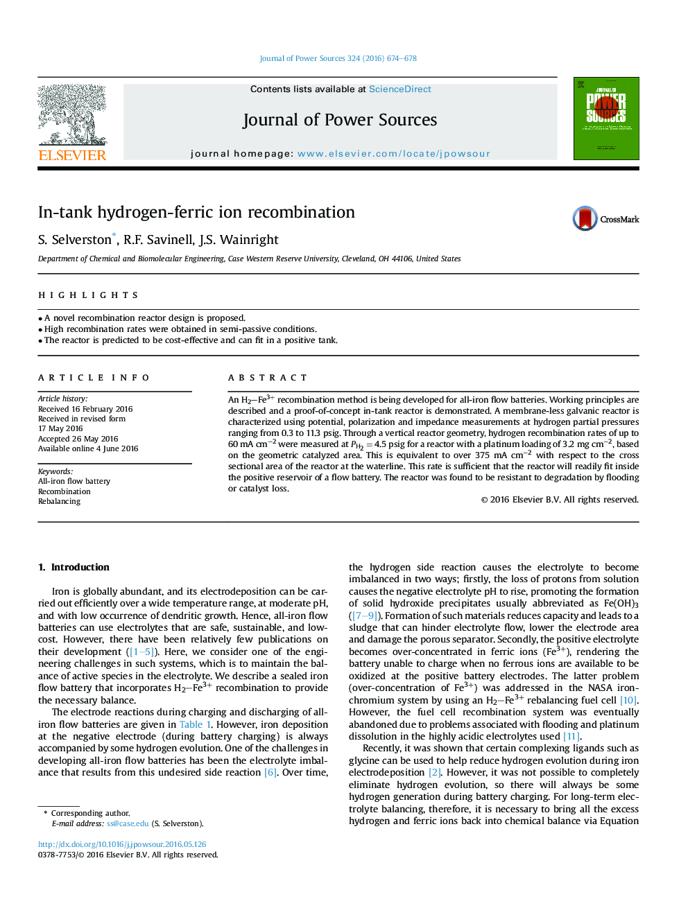 In-tank hydrogen-ferric ion recombination