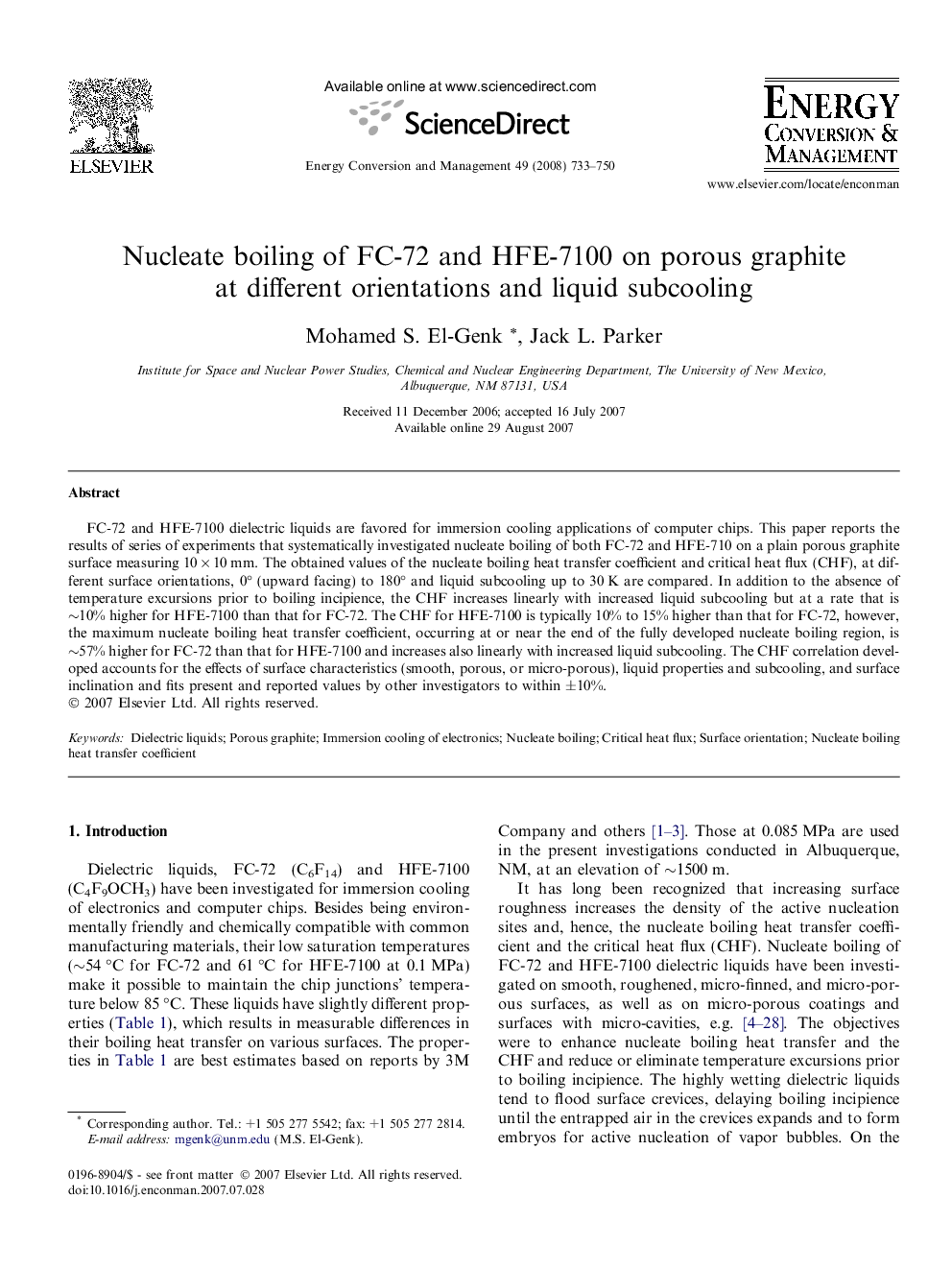 Nucleate boiling of FC-72 and HFE-7100 on porous graphite at different orientations and liquid subcooling