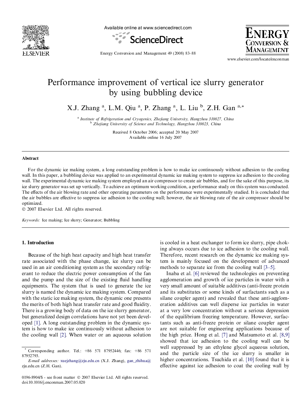 Performance improvement of vertical ice slurry generator by using bubbling device