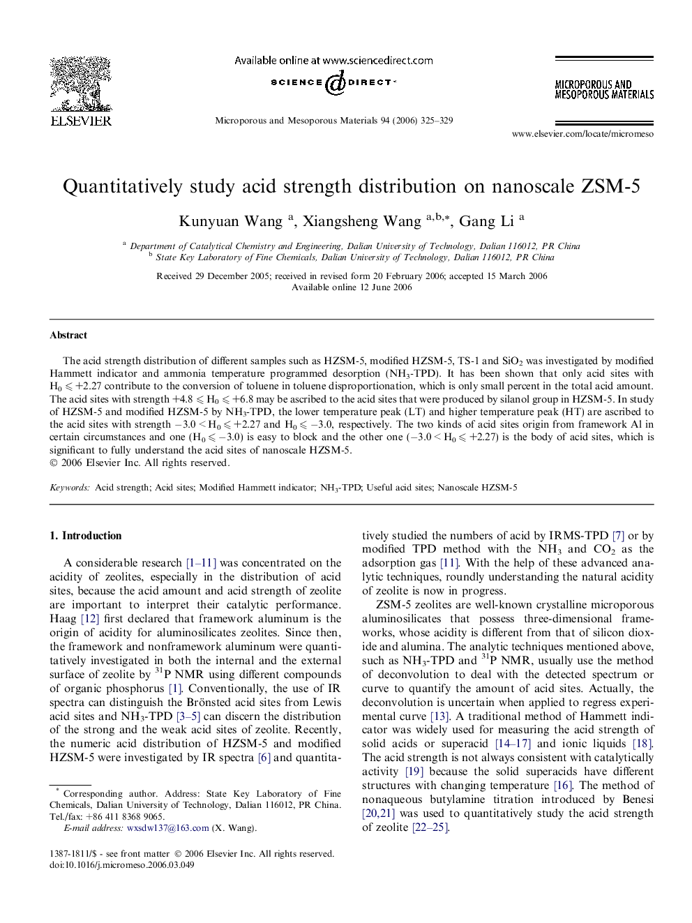 Quantitatively study acid strength distribution on nanoscale ZSM-5