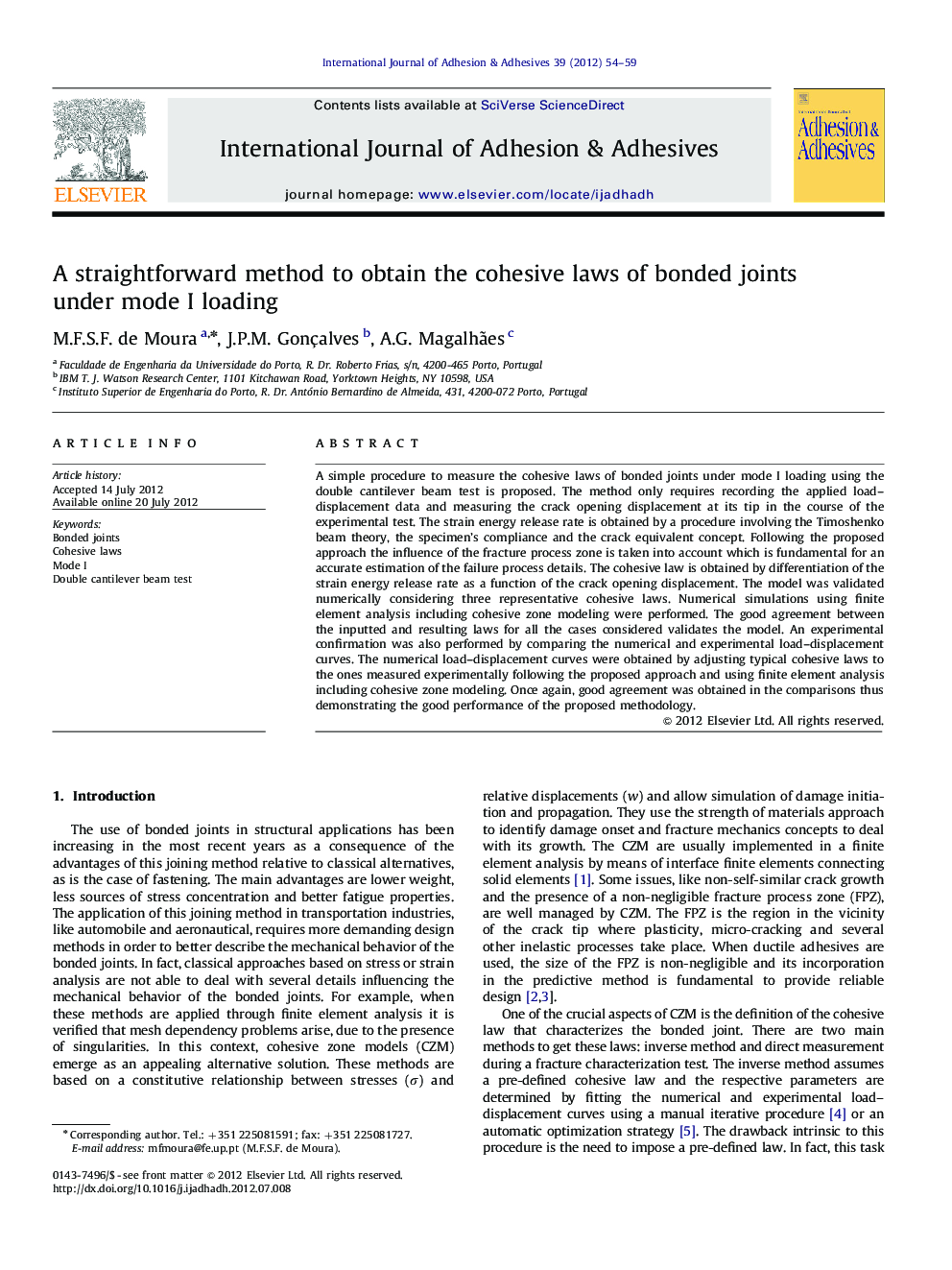 A straightforward method to obtain the cohesive laws of bonded joints under mode I loading
