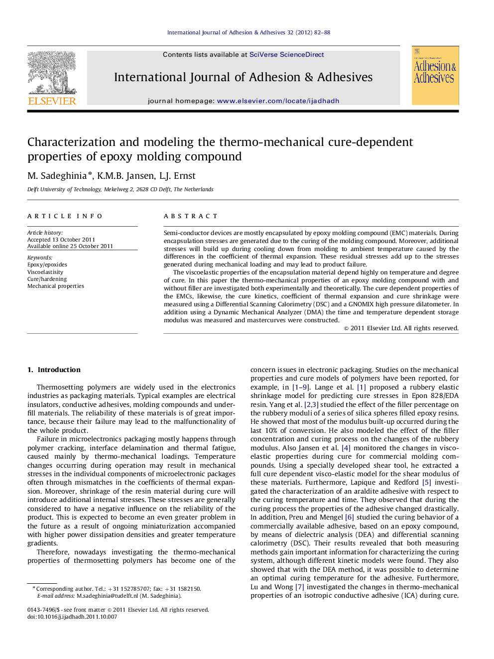 Characterization and modeling the thermo-mechanical cure-dependent properties of epoxy molding compound