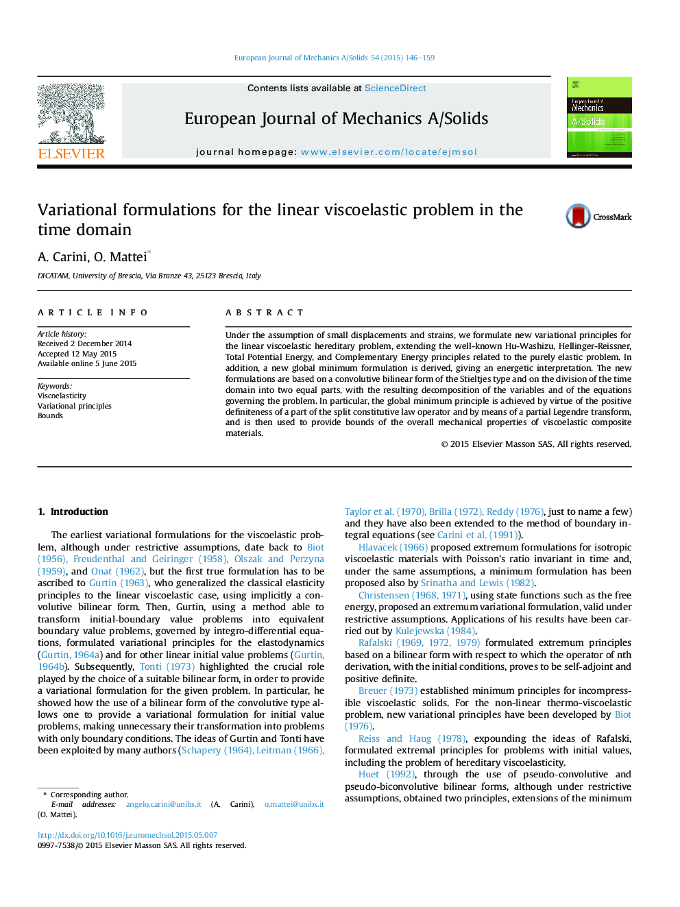 Variational formulations for the linear viscoelastic problem in the time domain