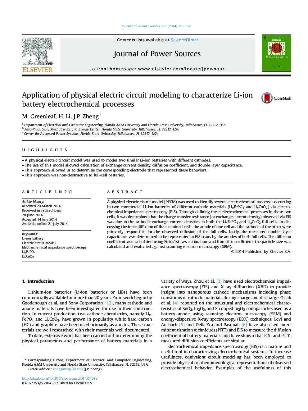 Application of physical electric circuit modeling to characterize Li-ion battery electrochemical processes