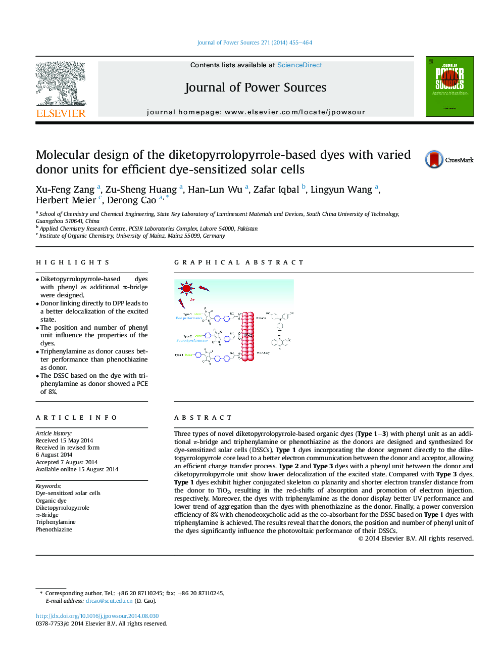 Molecular design of the diketopyrrolopyrrole-based dyes with varied donor units for efficient dye-sensitized solar cells