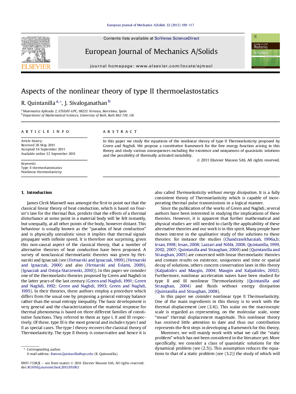 Aspects of the nonlinear theory of type II thermoelastostatics