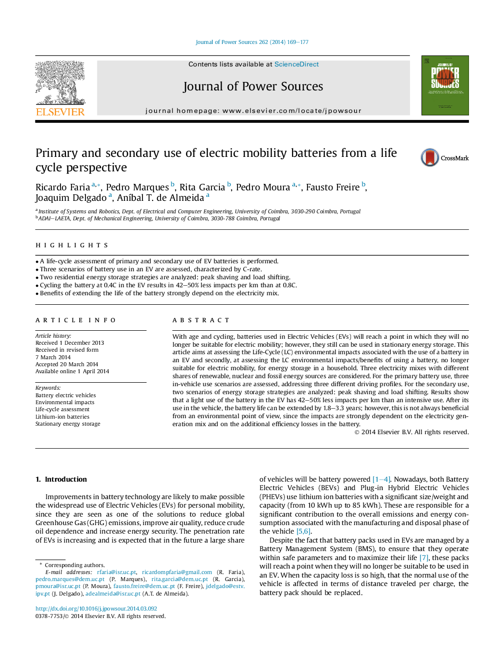 Primary and secondary use of electric mobility batteries from a life cycle perspective