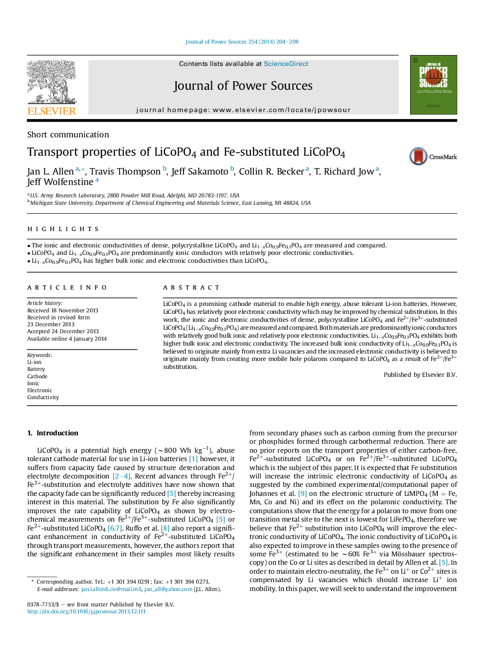 Transport properties of LiCoPO4 and Fe-substituted LiCoPO4