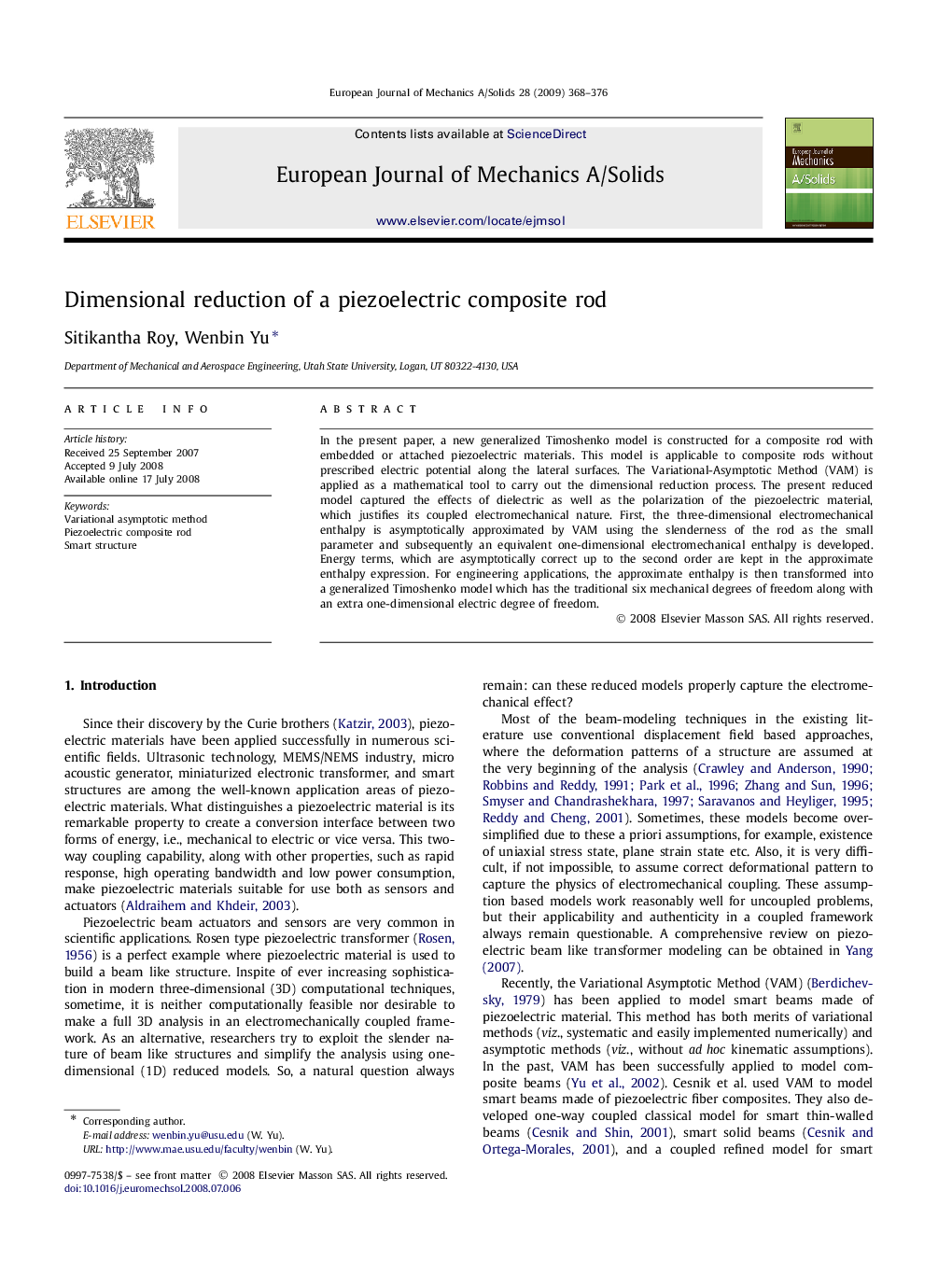 Dimensional reduction of a piezoelectric composite rod