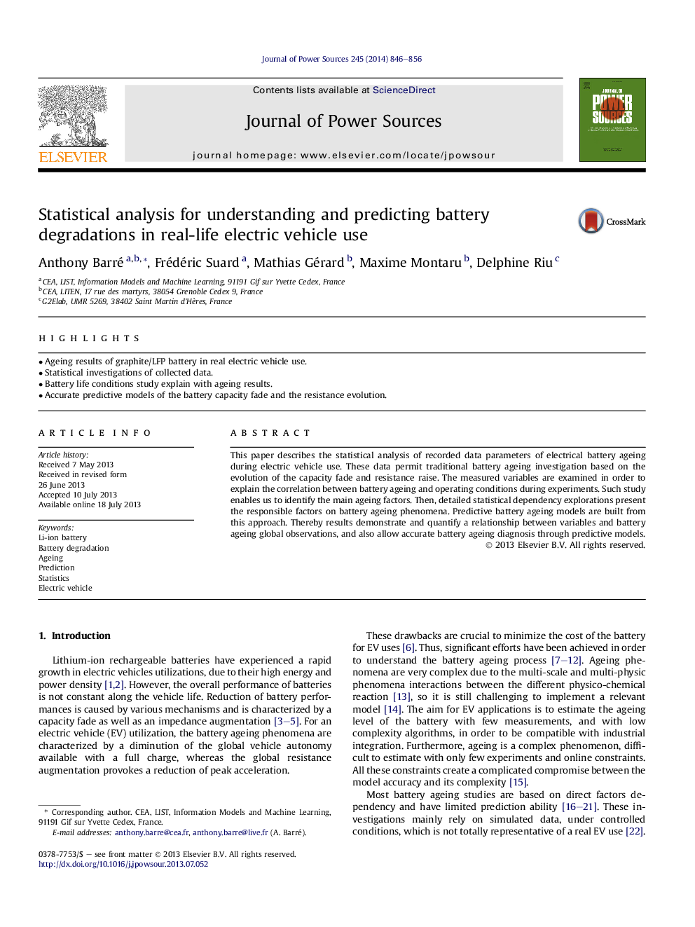 Statistical analysis for understanding and predicting battery degradations in real-life electric vehicle use