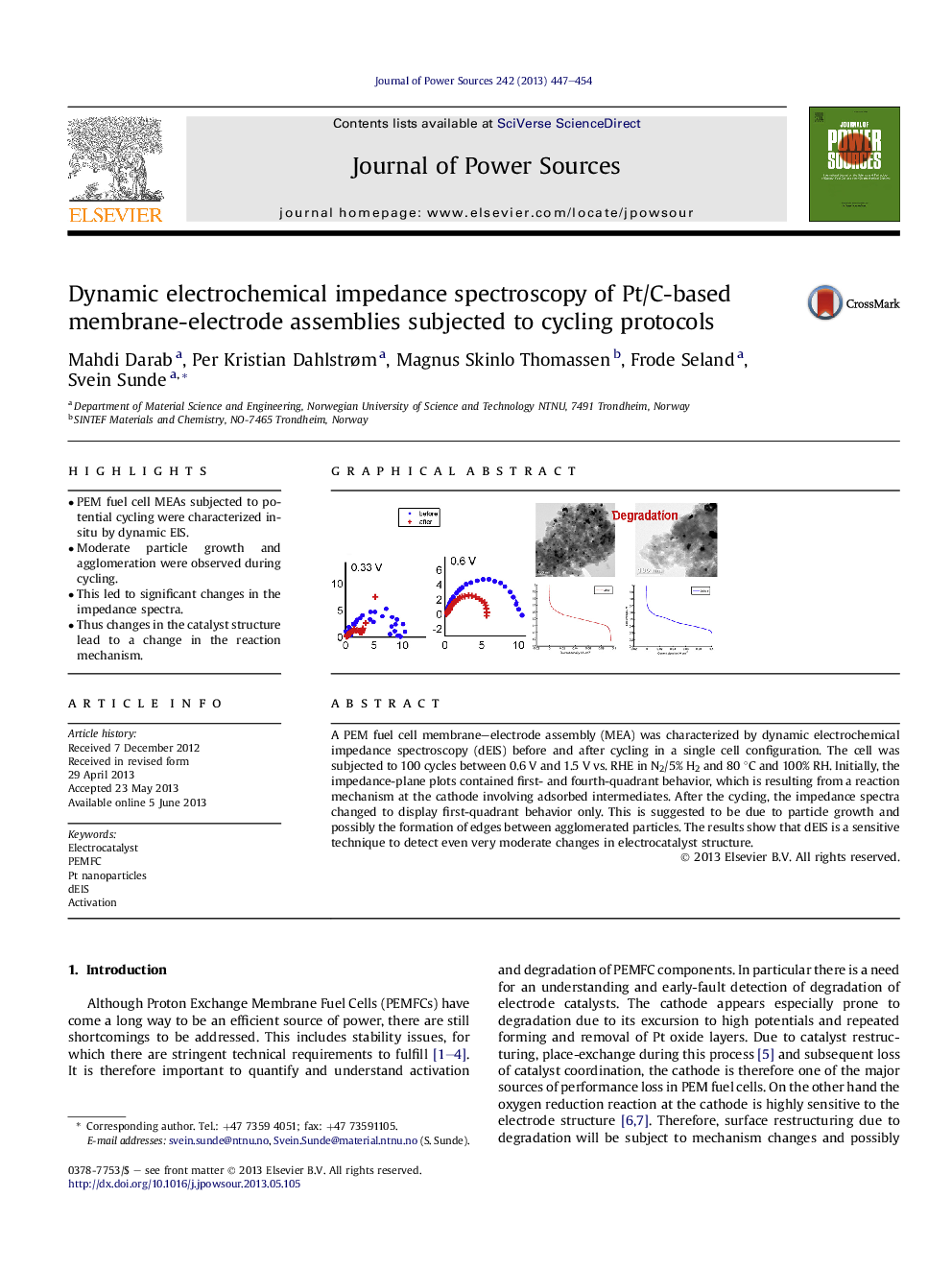 Dynamic electrochemical impedance spectroscopy of Pt/C-based membrane-electrode assemblies subjected to cycling protocols