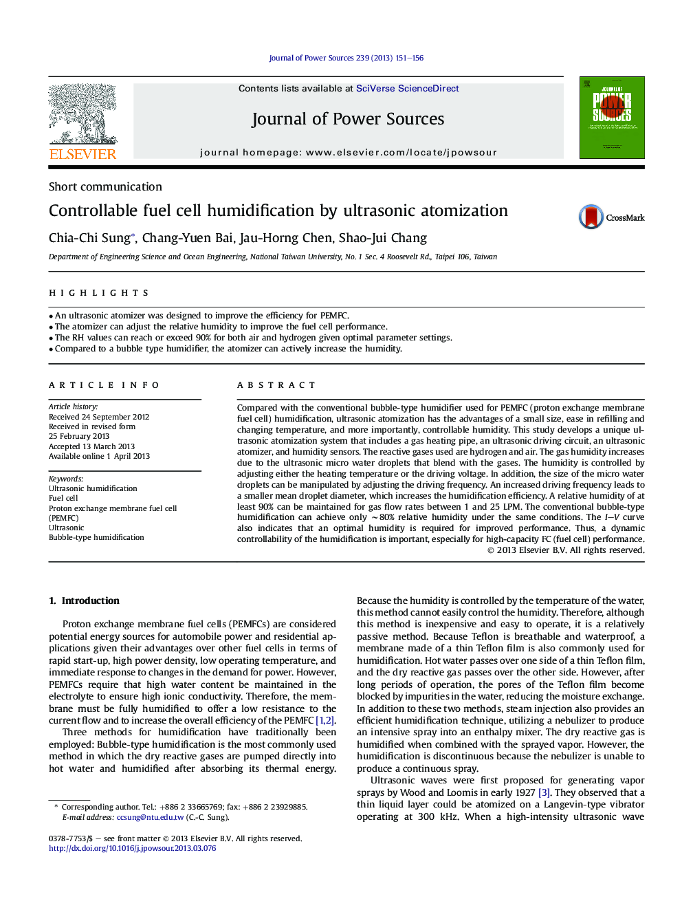 Controllable fuel cell humidification by ultrasonic atomization