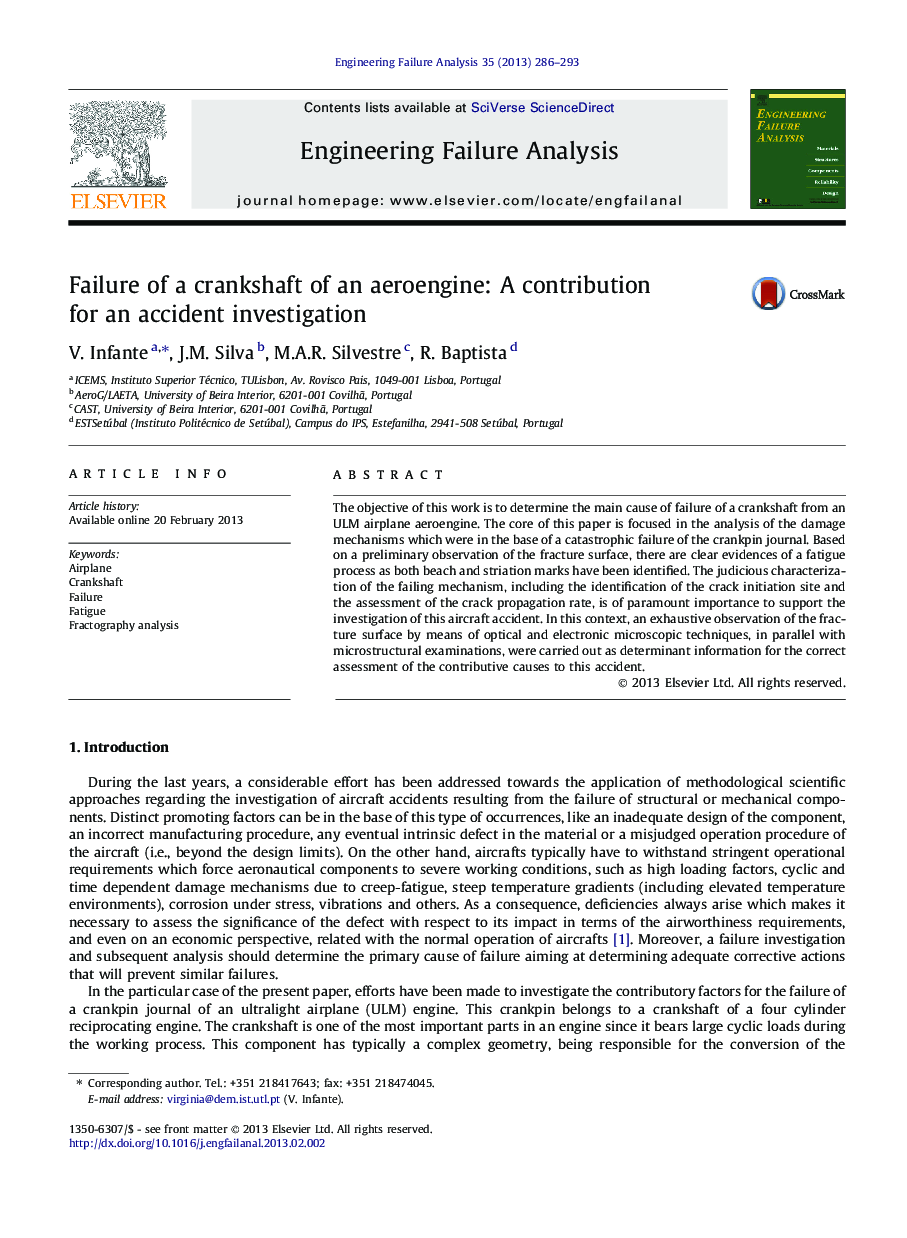 Failure of a crankshaft of an aeroengine: A contribution for an accident investigation